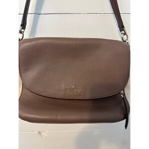 Kate Spade Jackson Medium Flap Shoulder Bag Purse Ivory Mauve Brown